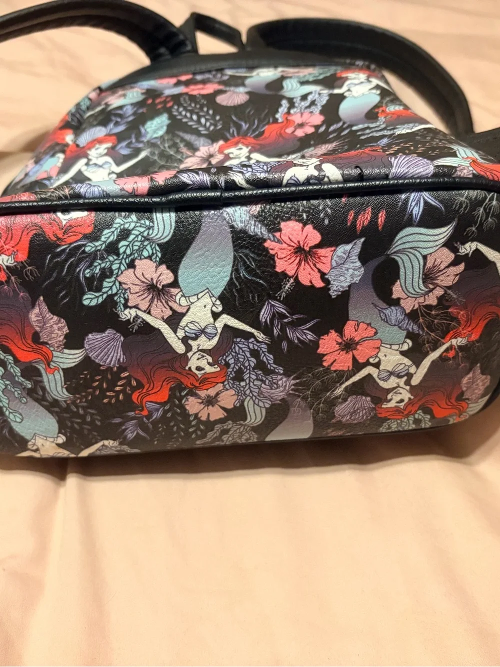 Disney Loungefly Black Ariel Print Mini Backpack